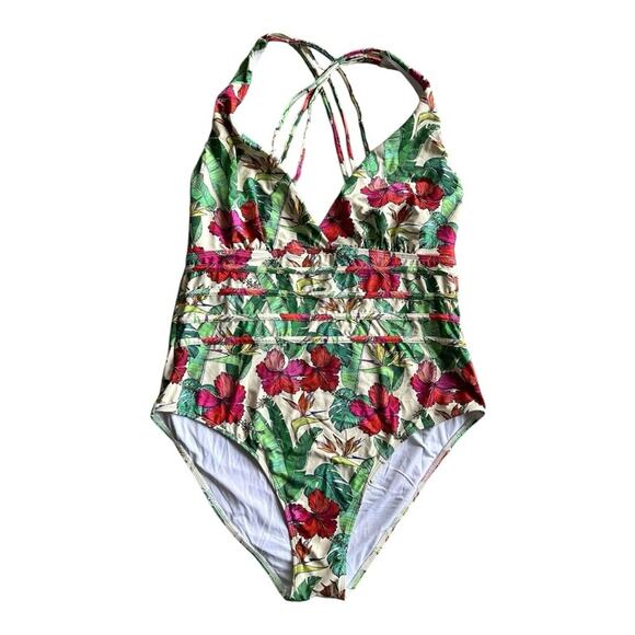 Catherine Malandrino One Piece Plunge Swimsuit with Strappy Back XL - Picture 3 of 9